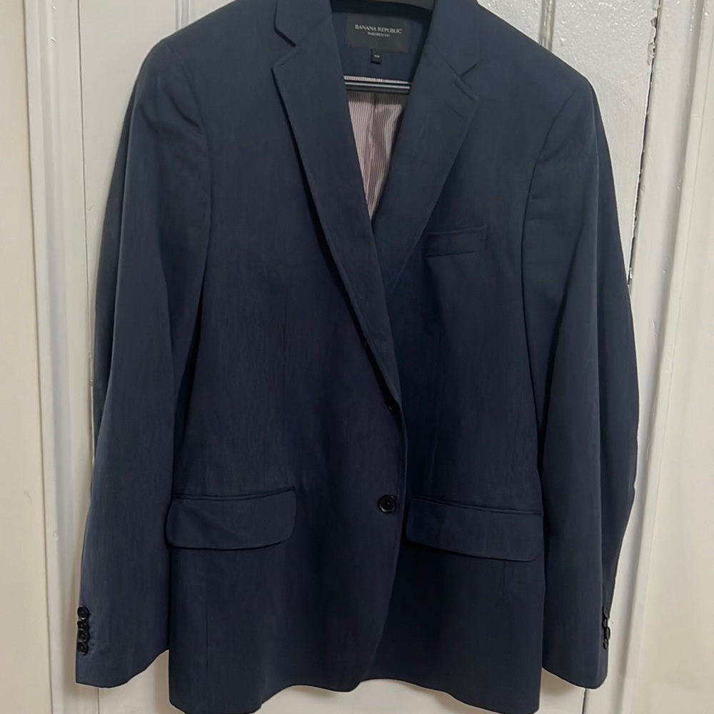 Banana Republic blue herringbone blazer
